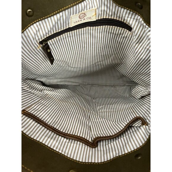 Vaan & Co Upcycled Patchwork Leather Suede Handbag Tote Brown XL Boho Earthy - Picture 8 of 12